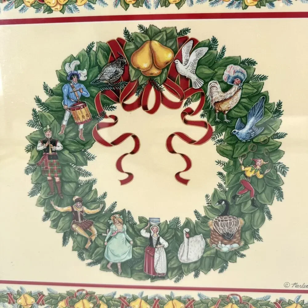 MARLENE MOORE VTG Pimpernel Cork Place Mats Set/4 ENGLAND 12 DAYS OF CHRISTMAS
